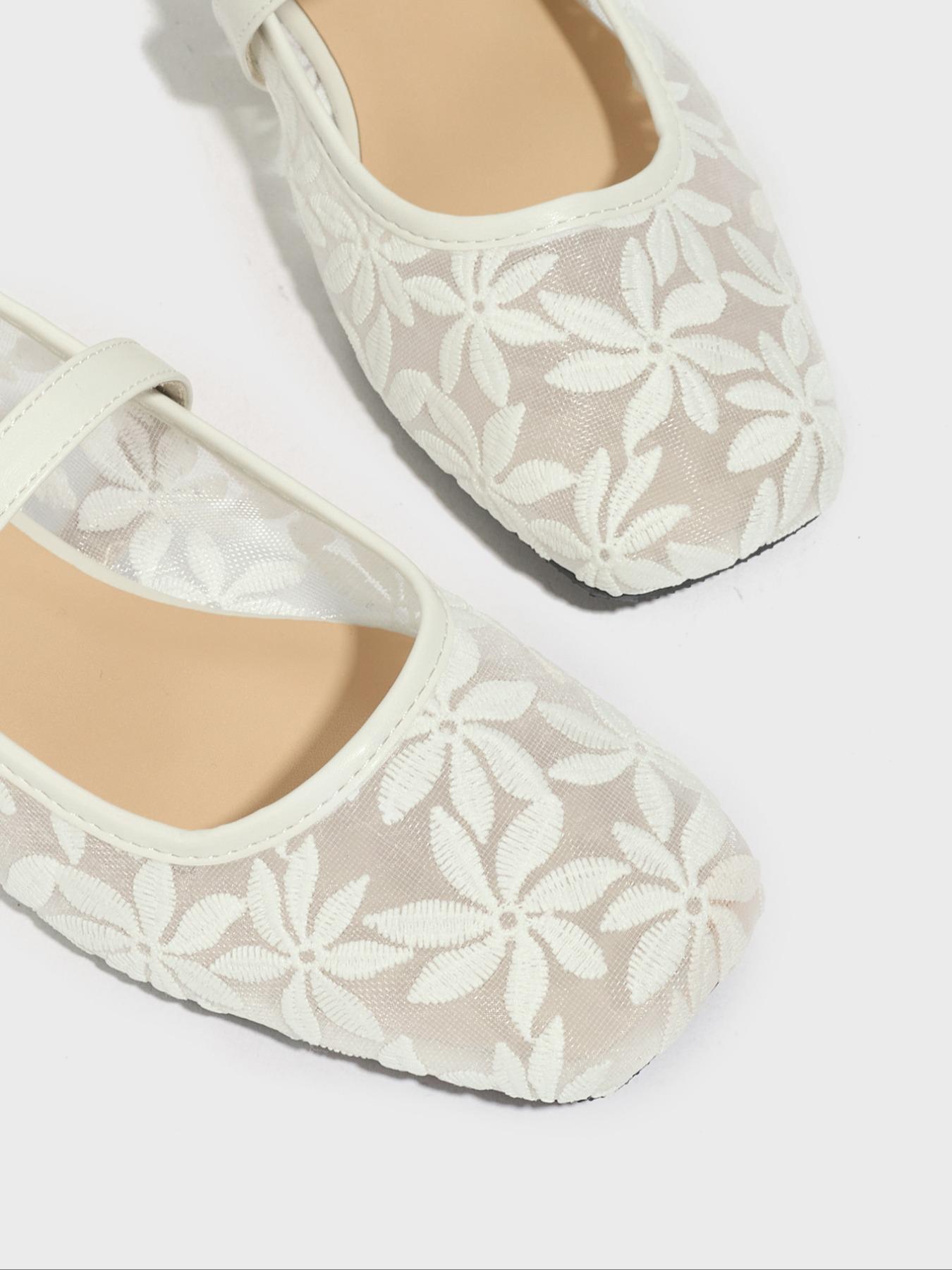 Women's Elegant Lace Pattern Ballet Flats, Fashionable Pointed Toe Casual Trendy Flat Shoes for Summer, Lightweight Breathable Comfortable Shoes for Daily Wear, Girl