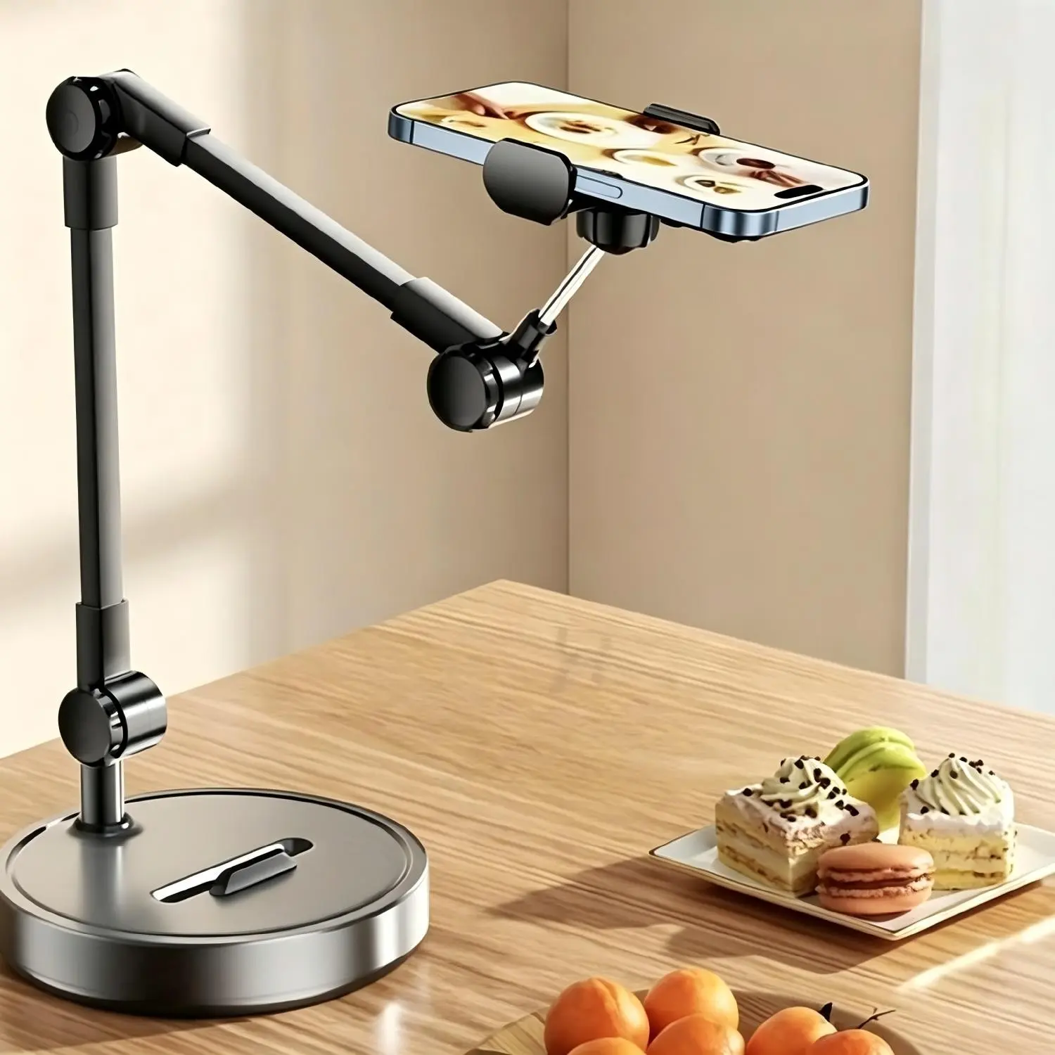 Adjustable Multi-Angle Phone Stand, Durable Metal Desktop Mount, Ideal for Live Streaming, Selfie Sticks, Tripods, Video Recording, Gifts