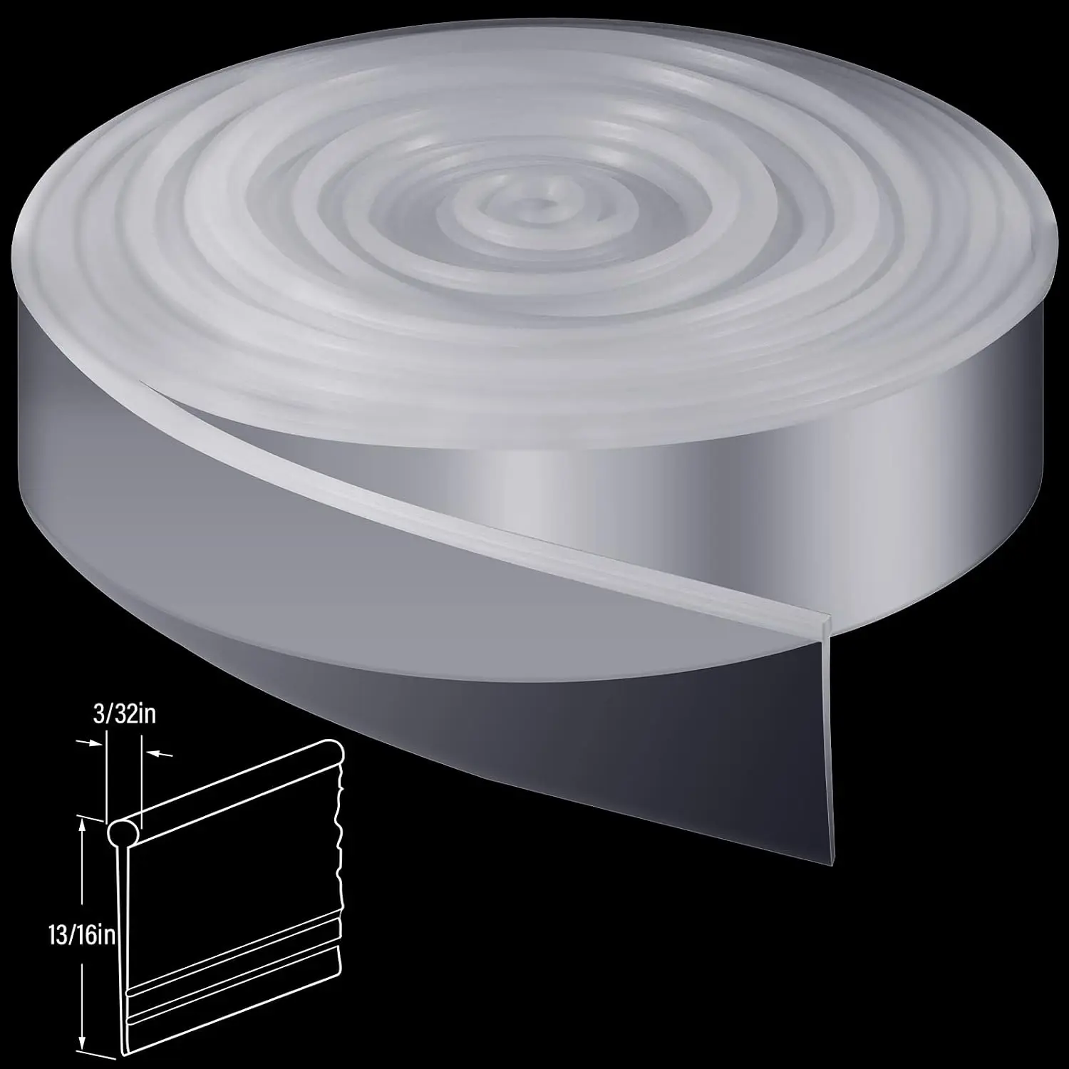 108 Inch Shower Door Bottom Seal Strip, 13/16" Bulb Insert Clear  Shower Door Sweep , Cut-to-Size  Seal for Glass Bathroom Doors
