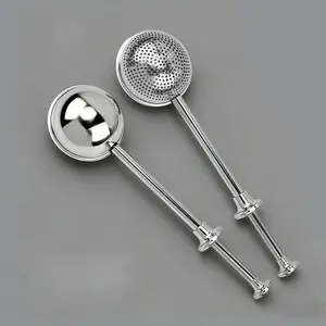 Stainless Steel Push-Type Flour Duster Sifter Utensils, Long Handle for Even Powder Sugar/Flour Sprinkling, No-Mess Kitchen Gadget for Home Baking