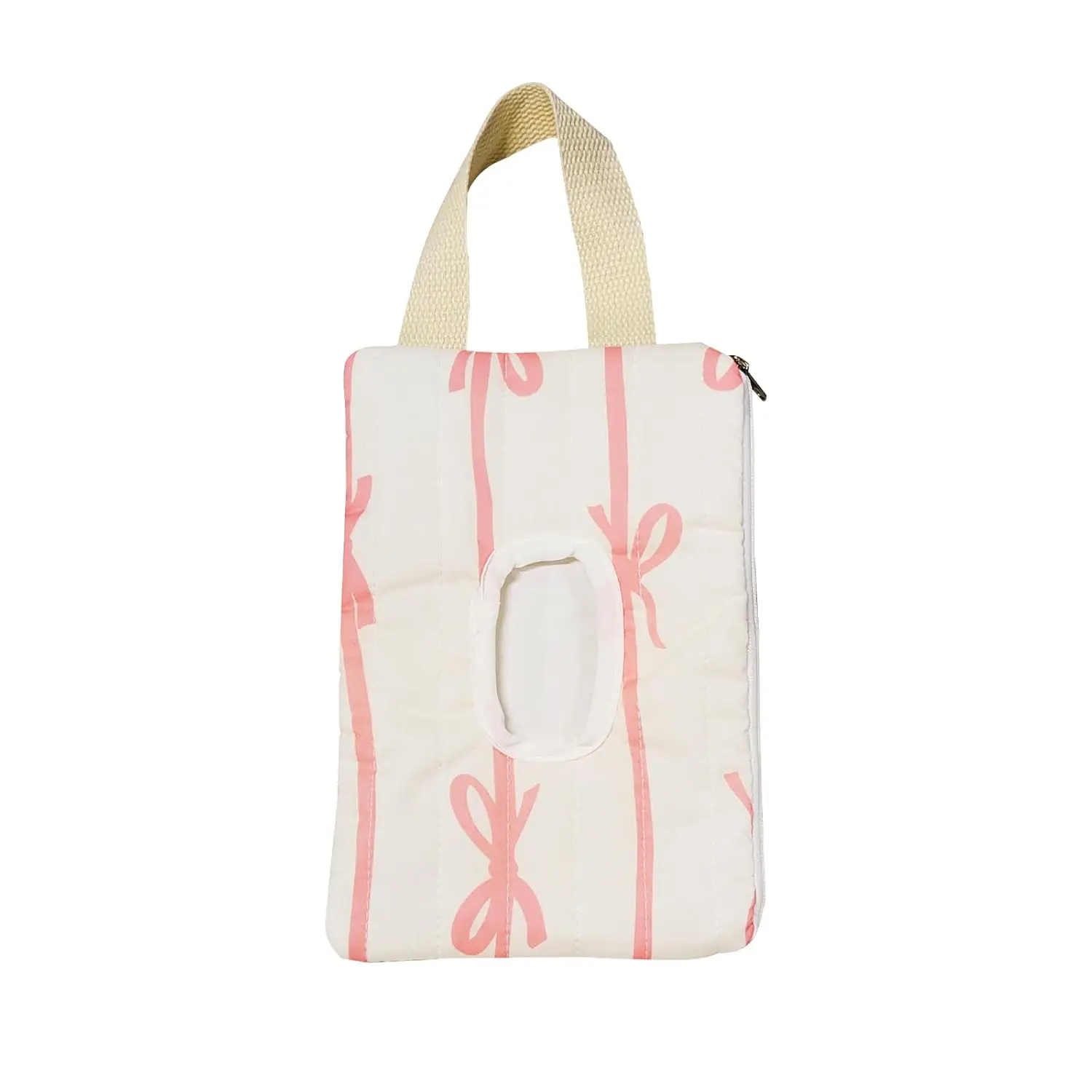 Baby Wipes Dispenser - Portable Wet Tissue Storage Bag  Travel, Refillable Diaper Wipe Holder  Car and Stroller – Reusable Hanging Wet Wipe Pouch (Pink-White) New model