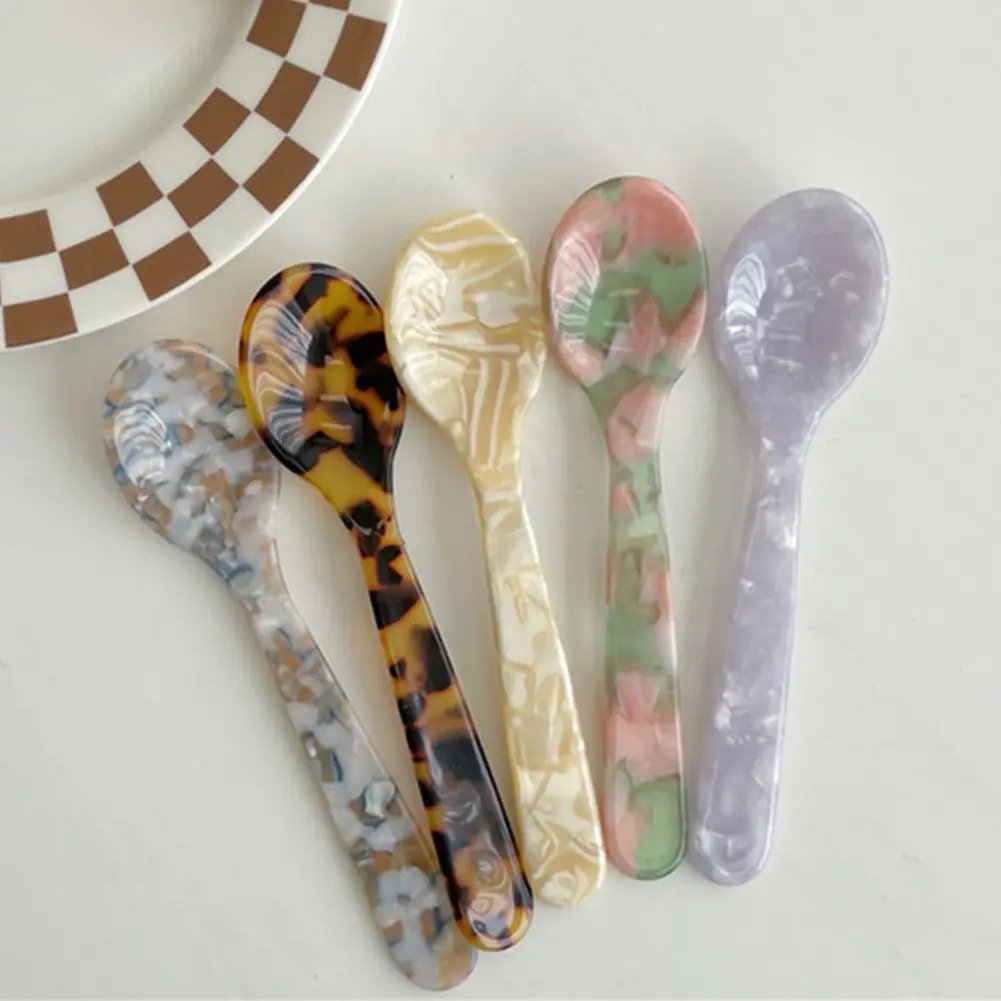 5pcs 4.56inch Taster Spoons, Acrylic Mini Spoons, Plastic Spoons, Coffee Caviar Spoons, Assorted Ice Cream Spoons, Dessert Spoons for Home Restaurant Coffee Shop