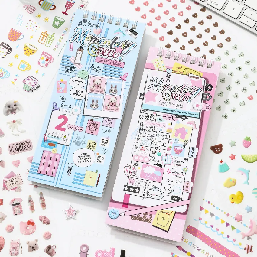 40 Pcs Modern Waterproof PET Self-Adhesive Sticker Sheets - Cartoon/Geometric/Mini Retro Designs, DIY Journal Scrapbook Decorations, Office Stationery Labels for DIY Users
