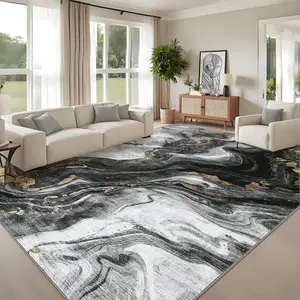 Modern Abstract Washable Area Rug Soft Large Size Non Slip Low Pile Foldable Interior Decor Rug for Bedrooms Dining Rooms Living Rooms Game Rooms Offices and Laundry Rooms