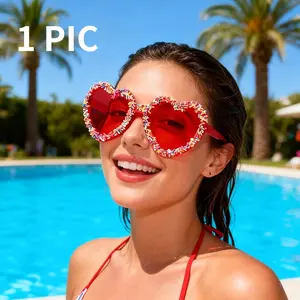 1 Pair of Heart-Shaped Rimless Candy-Colored Glasses — Multiple Colors Available | Ideal for Valentine's Day, Birthdays, Photo Props, Costume Parties, and Singles' Events — Lightweight Design, Suitable for All Ages