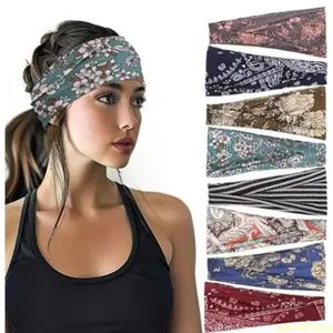 8-Piece Sports Crossover Headband Set — Outdoor Running, Sweat-Wicking, Non-Slip, Printed Hair Bands & Headbands
