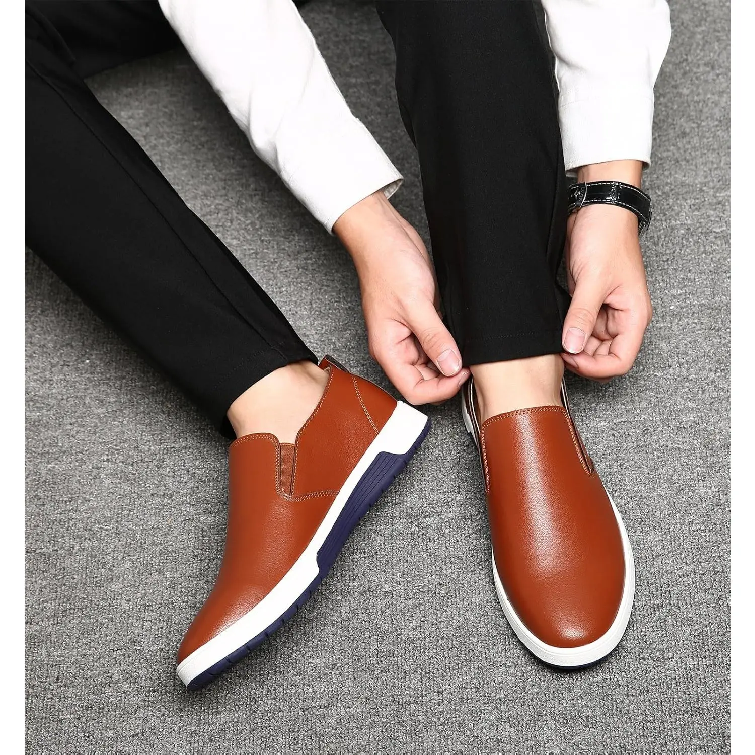 Men's Casual Slip-On Flat Walking Shoes - Lightweight Sports Shoes with Round Toe for Casual Daily, Everyday Wear