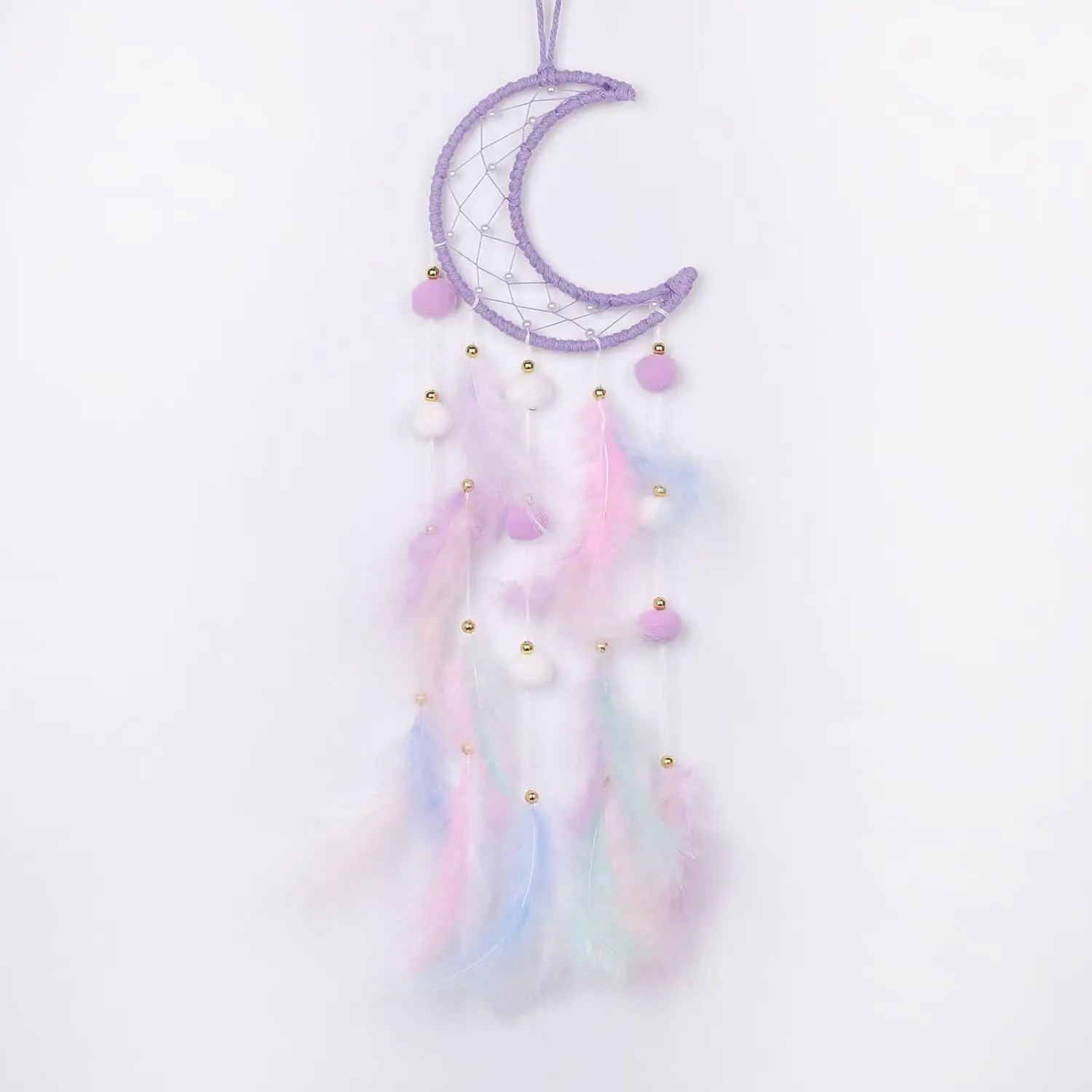 Crochet Moon Dream Catcher Wall Decoration - Synthetic, 25.6in Durable Lightweight Hangable Bedroom Wall Decor, Ideal Gift for Boys Girls' Birthday (Modern Home Hanging Decor Supplies)