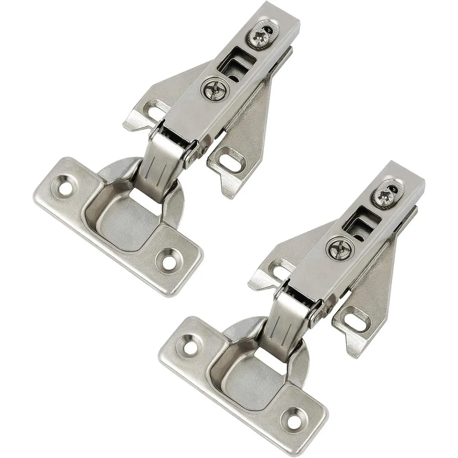 1 Pair(2 Pack) Kitchen Cabinet Hinges for  Frame Cabinet, Concealed Cabinet Hinges Brushed Nickel with Mounting Screws