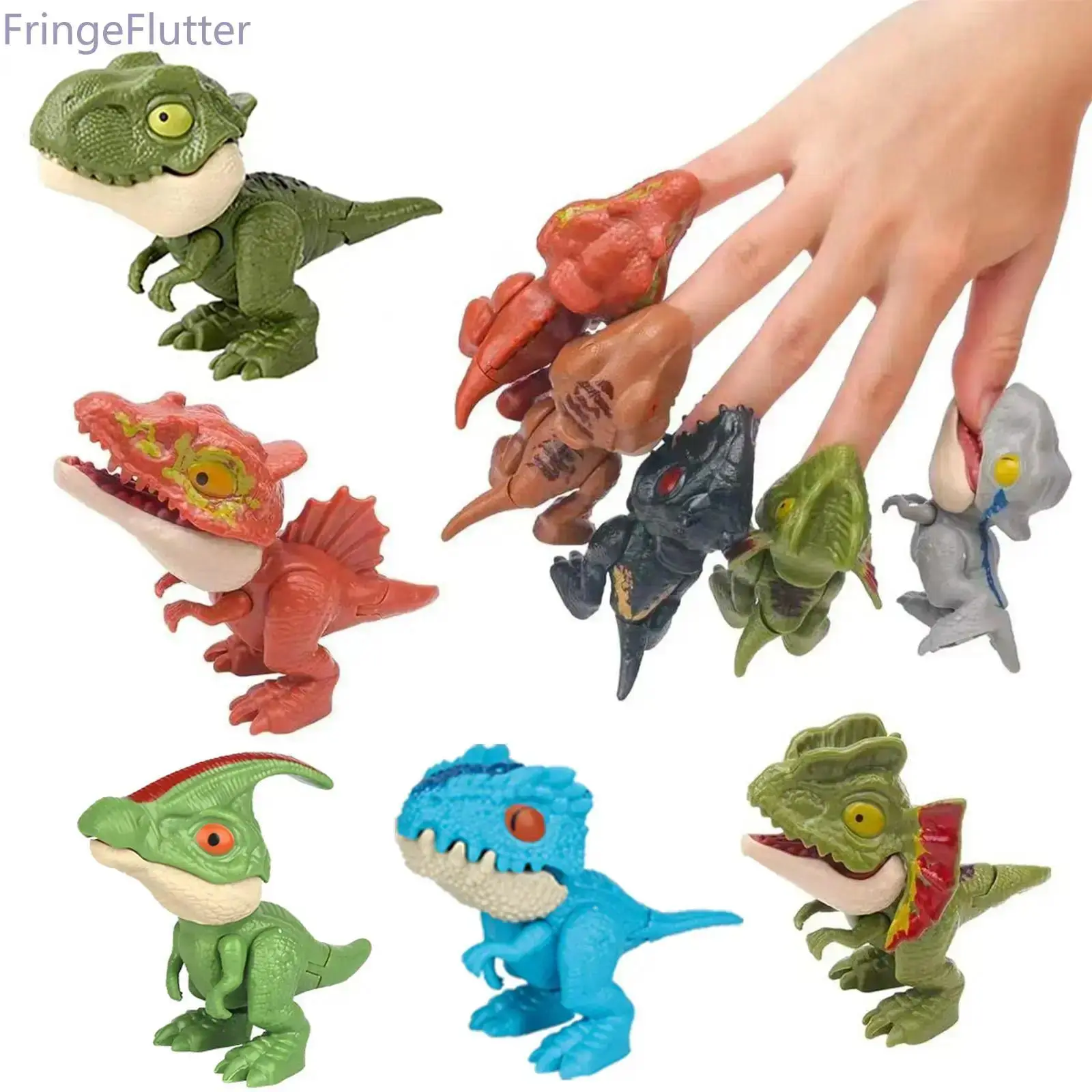 5-Pack Jurassic World Dinosaur Finger Bite Toys - ABS Eco-Friendly Material, Movable Mouth, for 3+ Years Kids, Christmas/Birthday Gifts, Enhances Hand-Eye Coordination & Brain Sensitivity, Easter Egg Fillers, Play, Birthdays, Imaginative, Thank You Gifts,