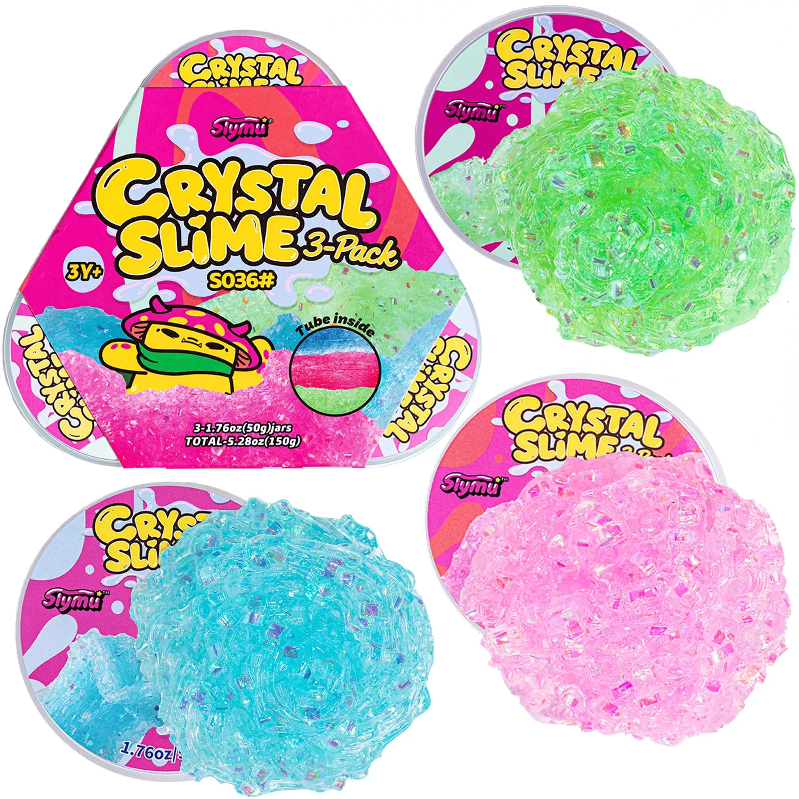 Slymu 3 Pack  Jelly Slime - Clear, Scented, Crunchy, Crackling, Textured Slime Set, 1.76 oz*3, Stretchy Sensory, ASMR, Fidget Toy, Stress Relief, Party Favors for Kids and Adults
