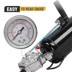 Karlhome 2.1 Gallon Air Tire Bead Blaster Seater w/Pressure Gauge & Handle, Wheel Trigger Seating Tool Inflator Tank for Motorcycle ATV Car, 87-116PSI Operating Pressure, Black