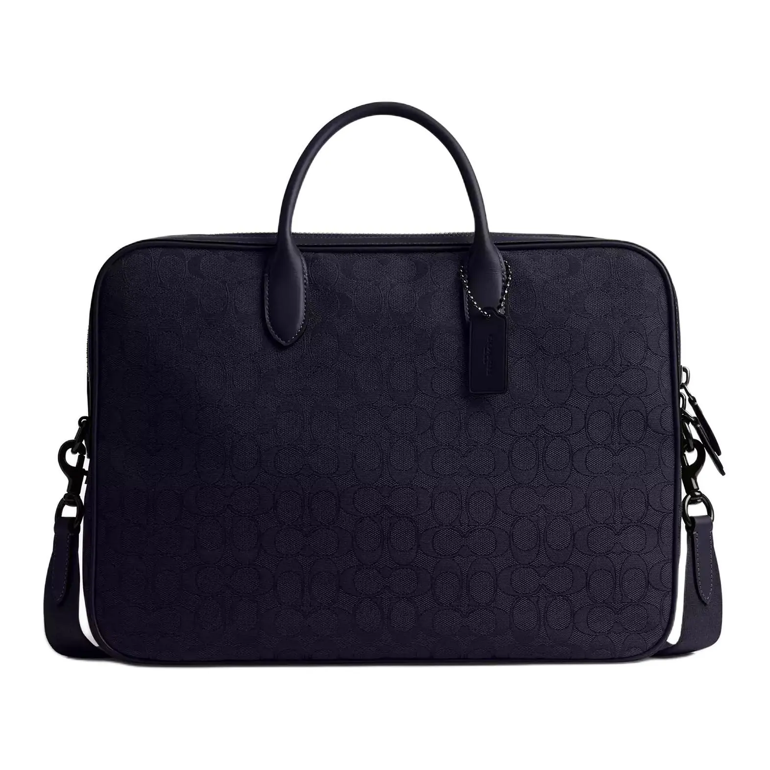 COACH Thea 40 Classic Monogram Fabric Briefcase Large Men's Midnight Navy Blue