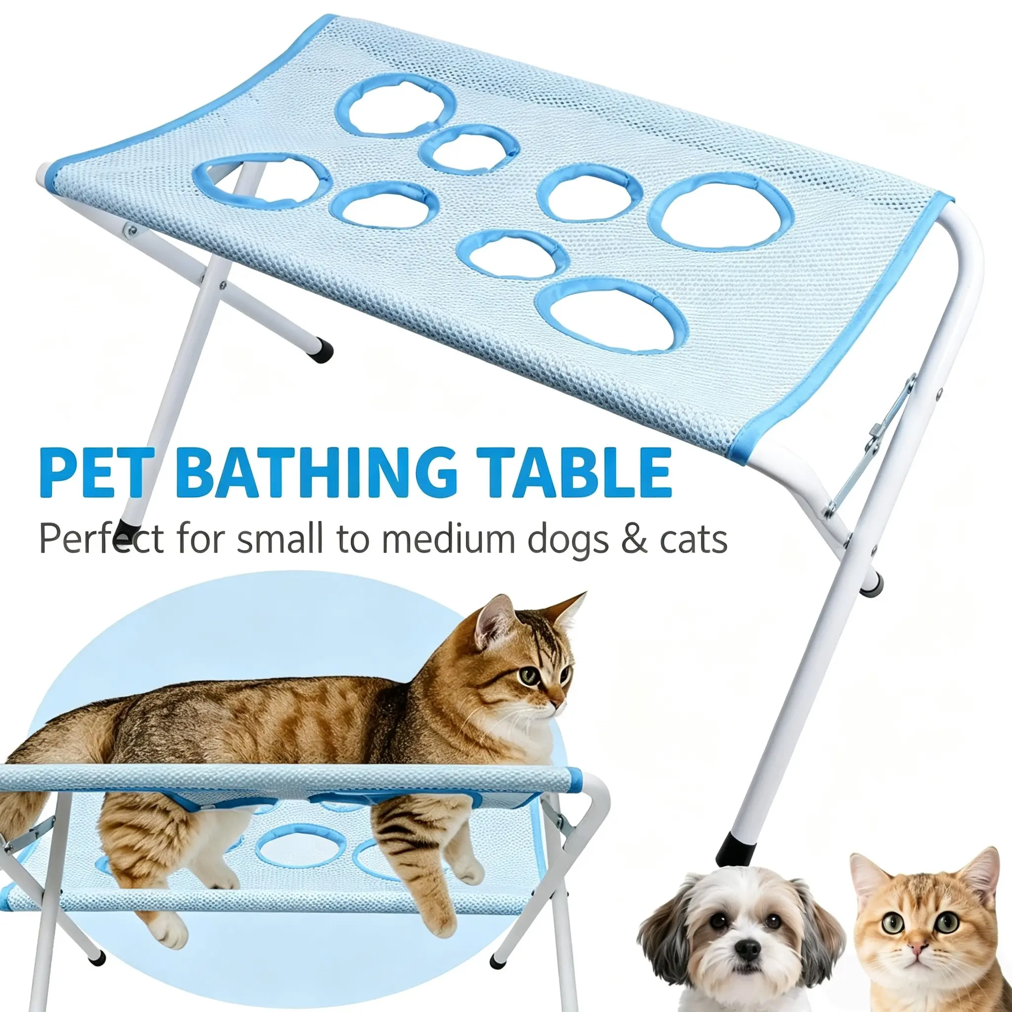 Pet Grooming Hammock for Small Dogs, Cats & Kittens, Anti-Scratch Design, Blue Colors, Ideal for Bathing Trimming Nails
