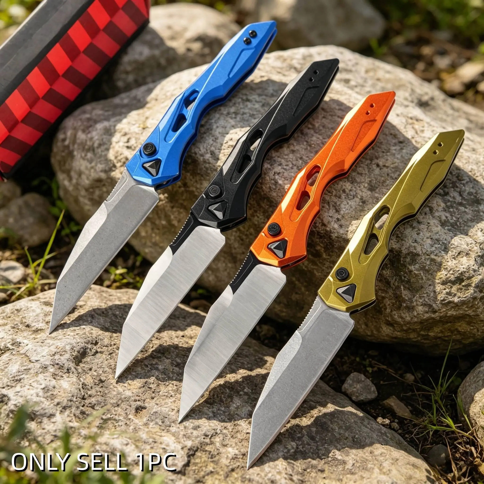 1pc 7650 Folding Knife, Portable Pocket Knife, Fruit Knife, Fashionable Hollow Design, Kitchen Tool, Outdoor Practical Tool, Outdoor Knives, Camping, Fishing, Men's Gift