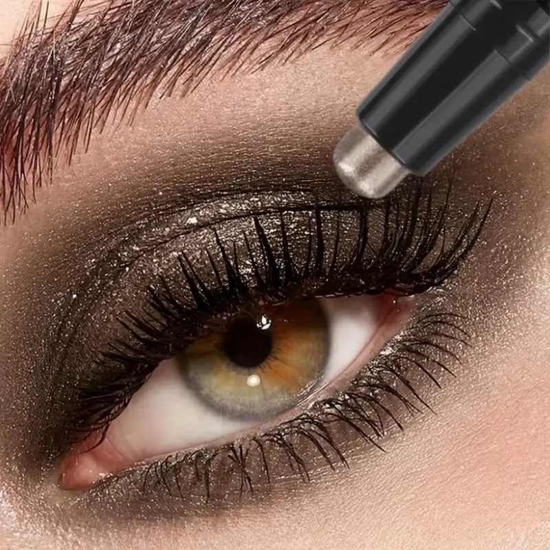 JUJU DREAM Double-Ended Dual Color Shimmer Eyeshadow Stick, Waterproof Crease-resistant Long Lasting Cream Glitter Eye Shadow, Silky Non-greasy Blendable Metallic Texture, Two-tone Design For Gradient Smoky Eye Makeup.