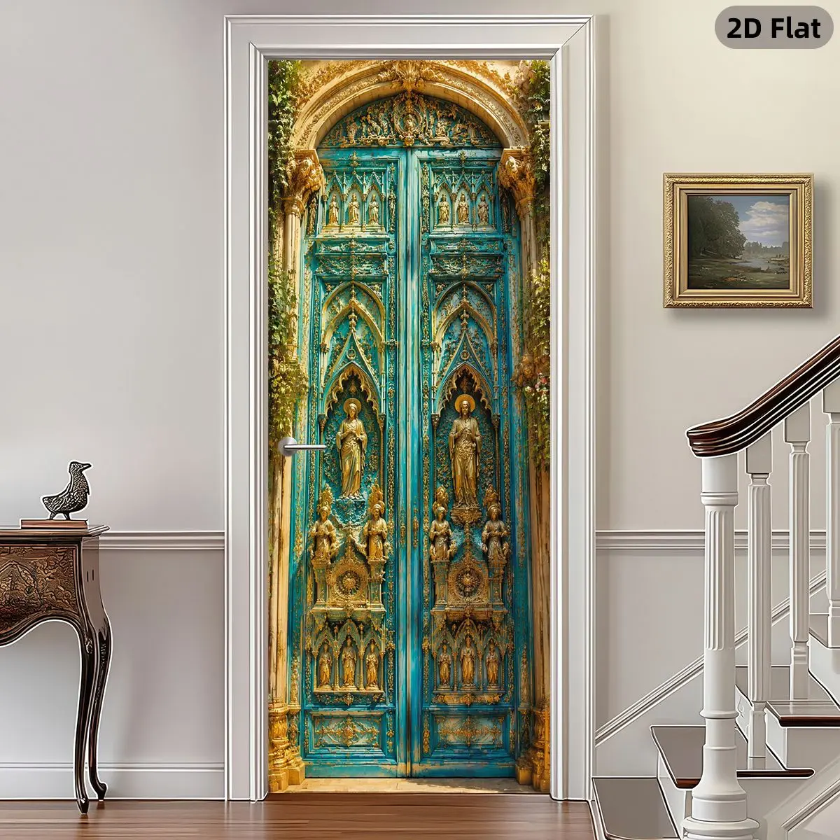 Fashion Art Gothic Palace Door, 2 Counts Modern Door Stickers, Pleasant Decoration, Suitable For Rooms, Kitchens, Bathrooms, Durable And Detachable Decorative Wall Art, Waterproof, ScratchResistant, Gift