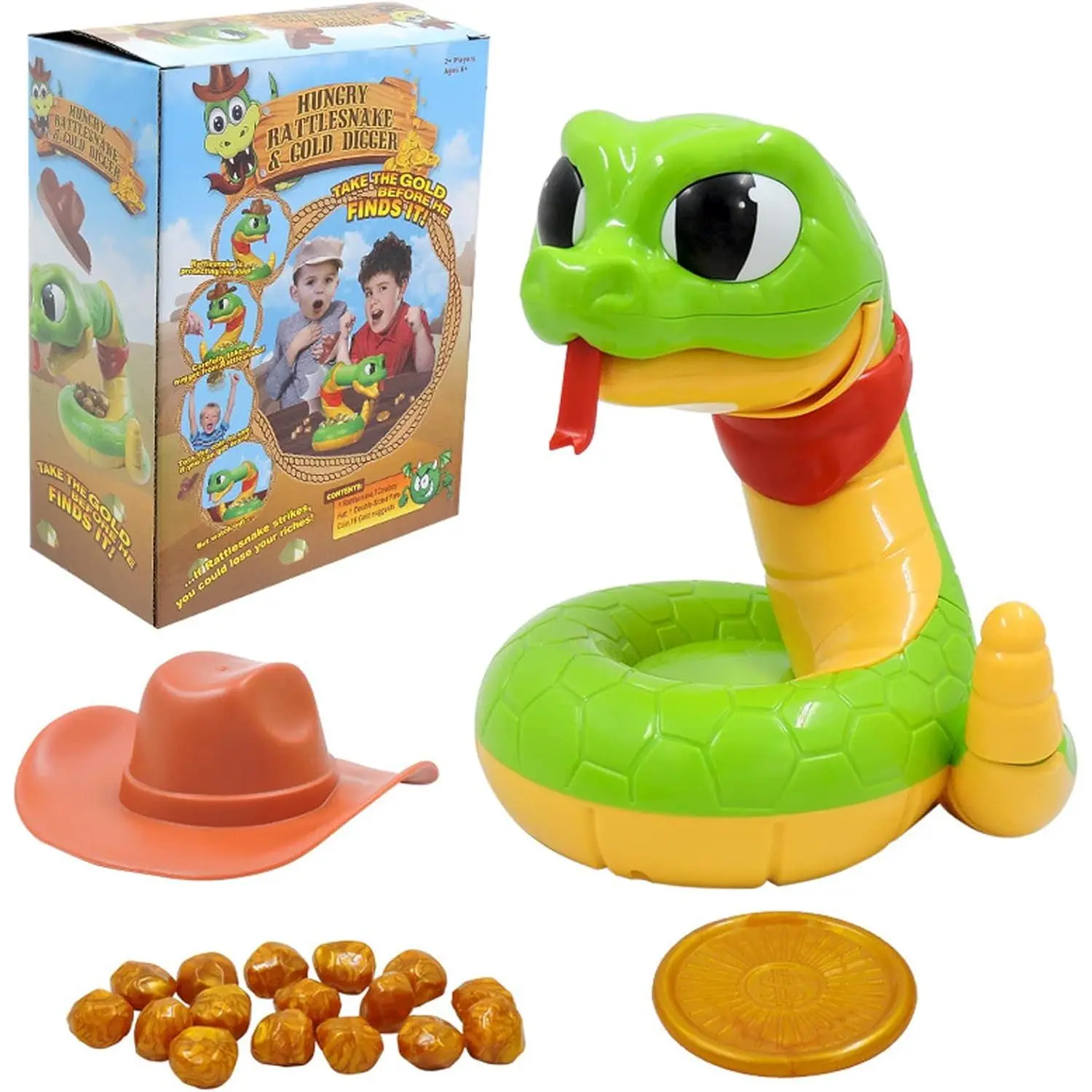 1PCS Electric Rattlesnake Toy with Motion Sensor and Sound, Get The Gold Challenge Game Snake Scary Trick Toy Tabletop Party Prank Toy for Family