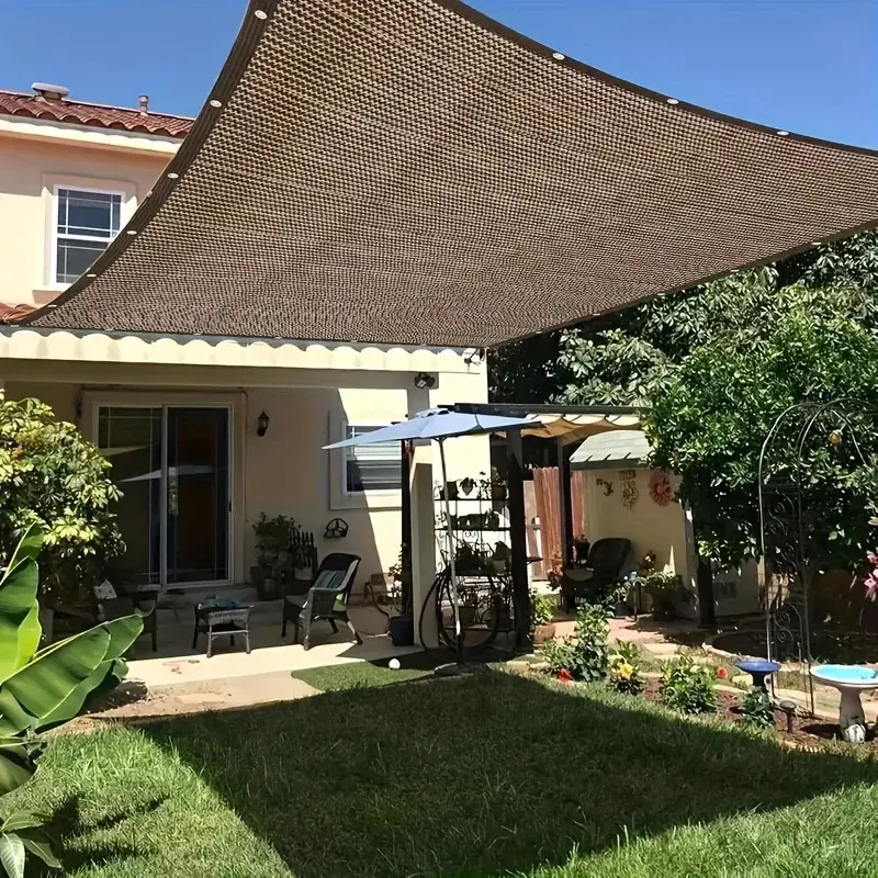 Durable Brown UV Protection Patio Sunshade Canopy, Outdoor Sun Shade Net, Multiple Sizes Available for Travel, Picnics and Pools