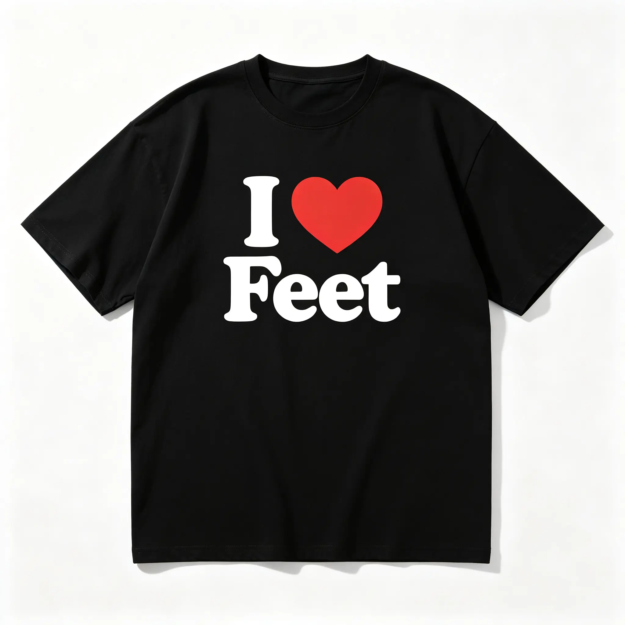 Creative I Love Feet Meme Humor Mens T Shirt Comfortable Pure Cotton Material Ladies Casual O Neck Top Classic Fit Everyday Novelty Streetwear Clothing Piece
