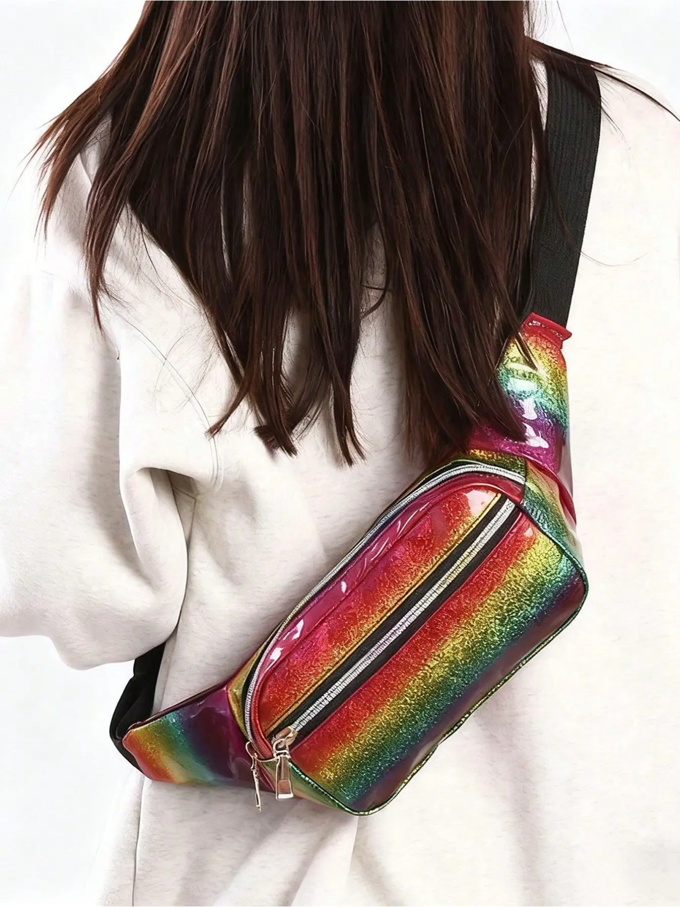 Fashion Glitter Fanny Pack, Sparkly Running Waist Bag, Crossbody Chest Bag, Reflective Outdoor Beach Belt Bag With Adjustable Strap, Portable Design For Daily Use, Travel, Hiking, Jogging & Cycling, Perfect Holiday Gift For Back-To-School & Summer