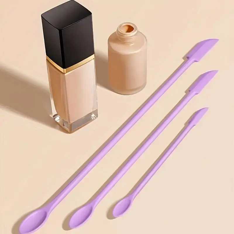 3pcs Pe Cosmetic Scoop Scraper Set, Dual Head Multi-Functional Beauty Tool, Suitable for Jars and Bottles, Portable Easy Clean Reusable Makeup Tools