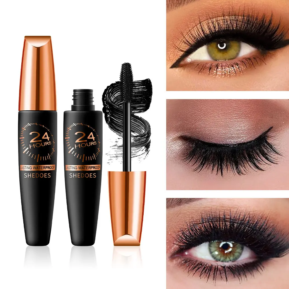24H Long Lasting Mascara, Waterproof Sweatproof Smudge-Proof No Flake Eyelash Makeup, Volumizing Lengthening Lash Fixing Mascara All Day Wear