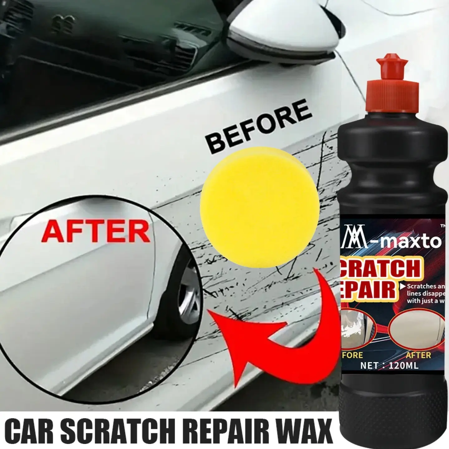 120ml Car Scratch Wax, Scratch Remover, Repair Shallow Scratch Marks, Remove Oxidation Layers, Gloss Coating & Long-Term Paint Protection Wax