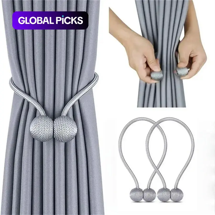 Magnetic Curtain & Blind Tiebacks, 2 Counts Decorative Modern Minimalist Design Curtain Tiebacks, Home Decor for Living Room & Bedroom, Interior Decoration Accessories #GLOBAL PICKS