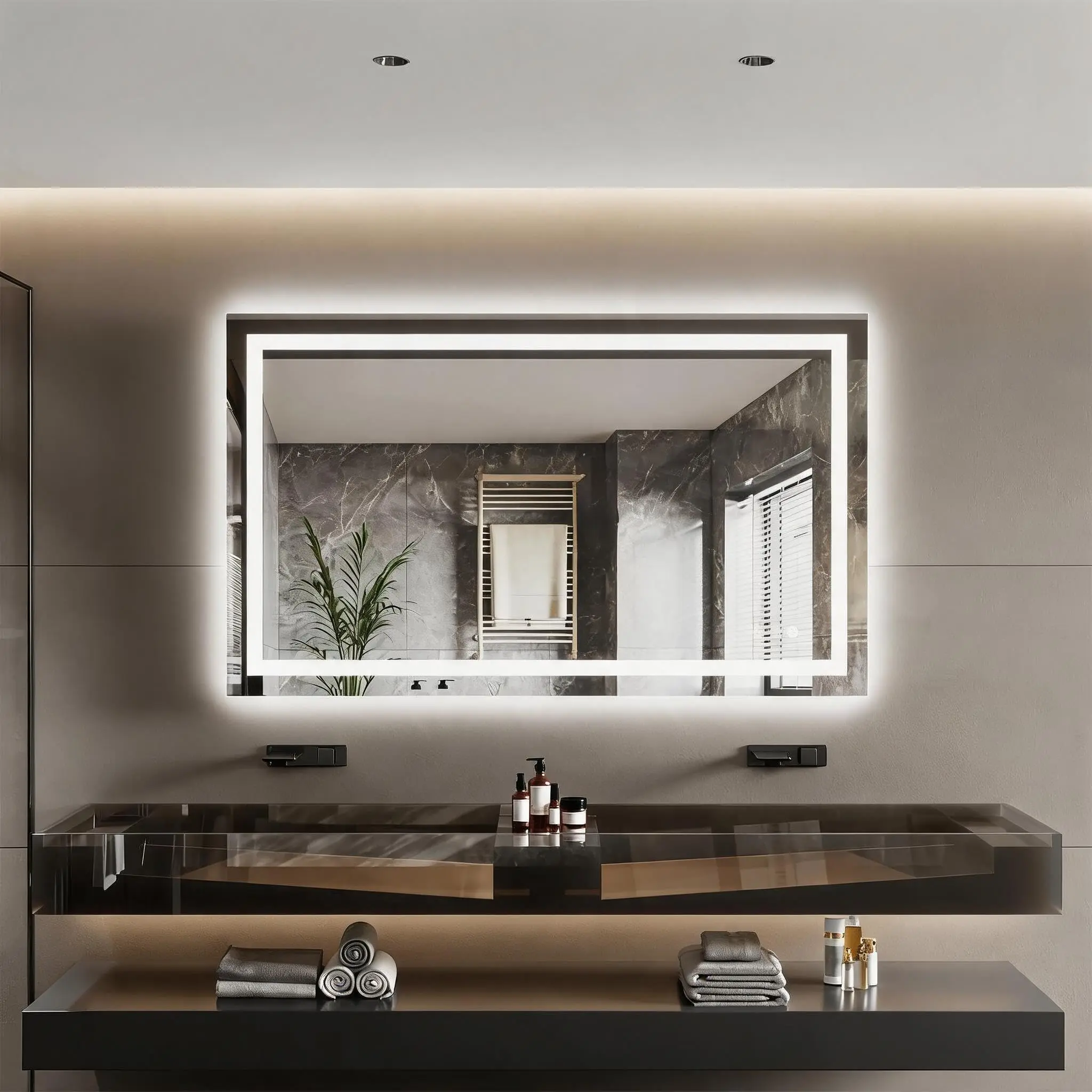 GARVEE 24 x 32 Inch LED Bathroom Vanity Mirror with Dual Backlight and Front Illumination, 3CCT Dimmable, Anti-Fog, Shatterproof Tempered Glass, ETL Certified