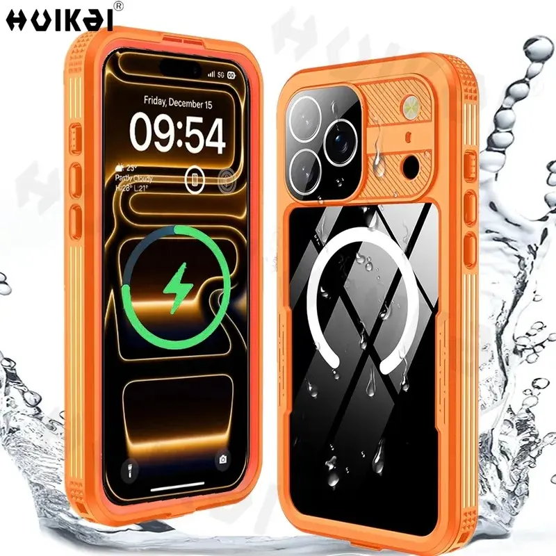 For iPhone 18 Pro Max/18 Pro PC+TPU Magnetic IP68 Waterproof Phone Case with PET Screen Protector, Camera Protection and Camera Control Button, Shockproof Dustproof Full Body Cover, Supports Wireless Charging