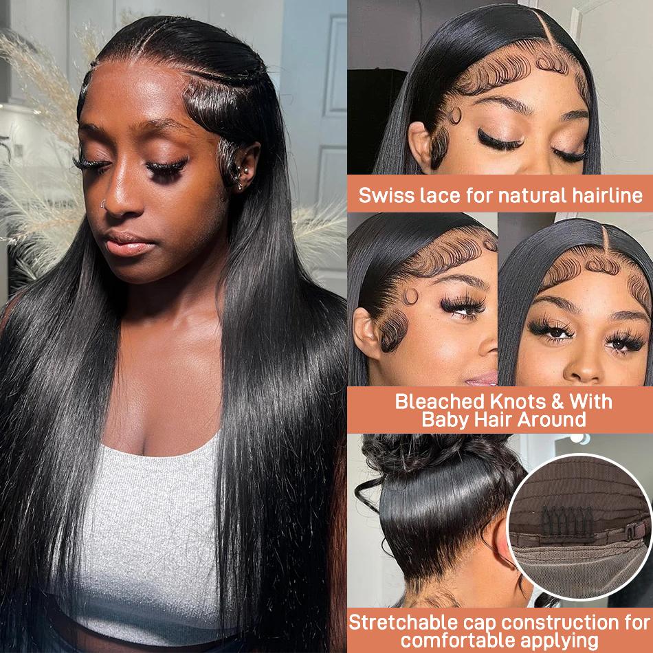 Bling Hair 13x4 13x6 Straight Hd Lace Front Wigs Human Hair 180% Density HD Transparent Straight Frontal Wig for Women Straight Wigs Pre Plucked with Baby Hair TikTokShopHolidayHaul