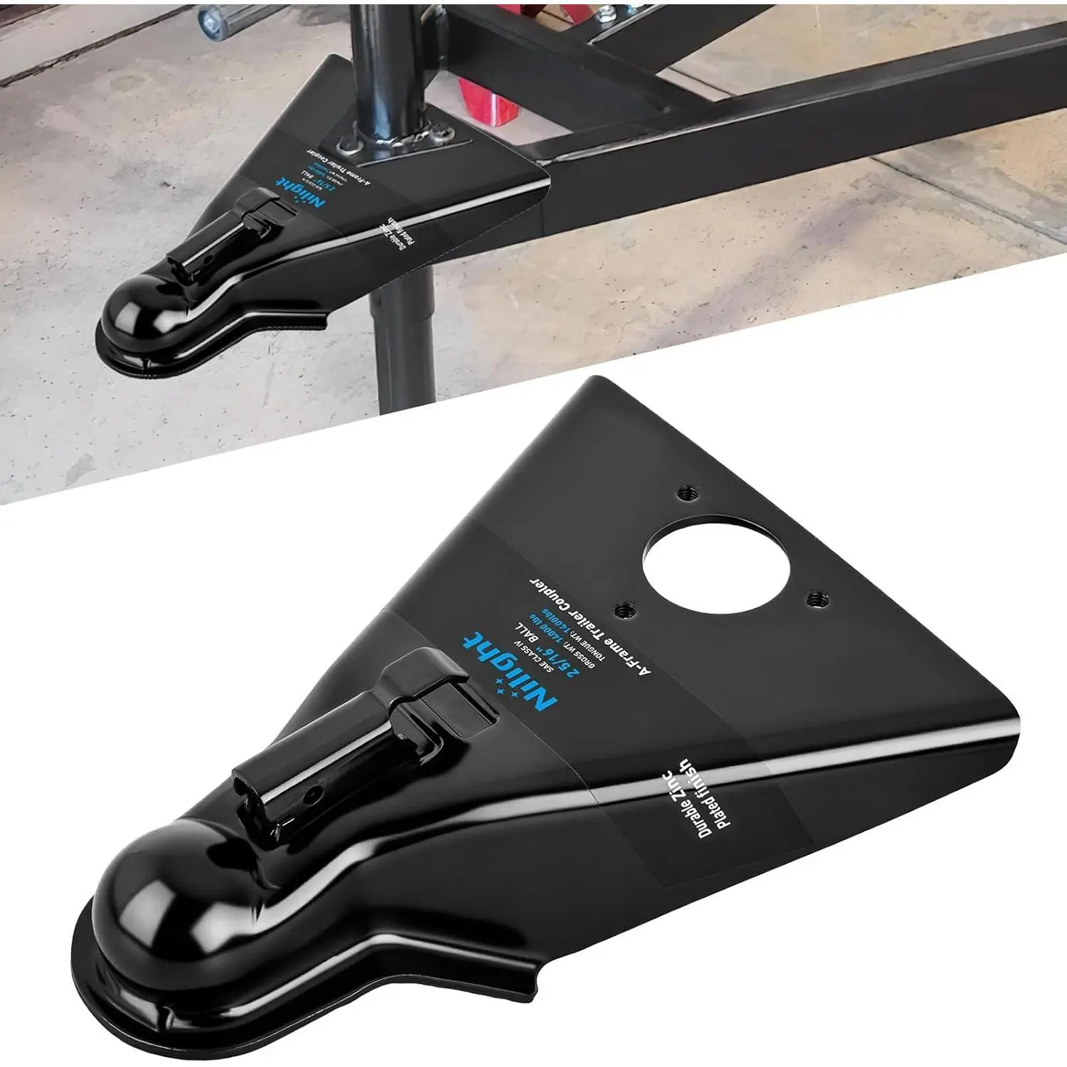 Nilight A-Frame Steel Trailer Coupler - 14,000LBS Capacity, 2-5/16in Standard Ball Fit, Class IV, Powder Coated Black, Easy Adjustment, Positive Locking, Boating Accessory, Hardware, Camper Exterior Accessory