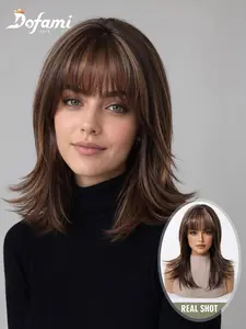 Hot Selling French Bang Short Hair Wig, Highlights, Natural Voluminous, Face-Framing, Versatile for Daily Use, Dating, Commuting