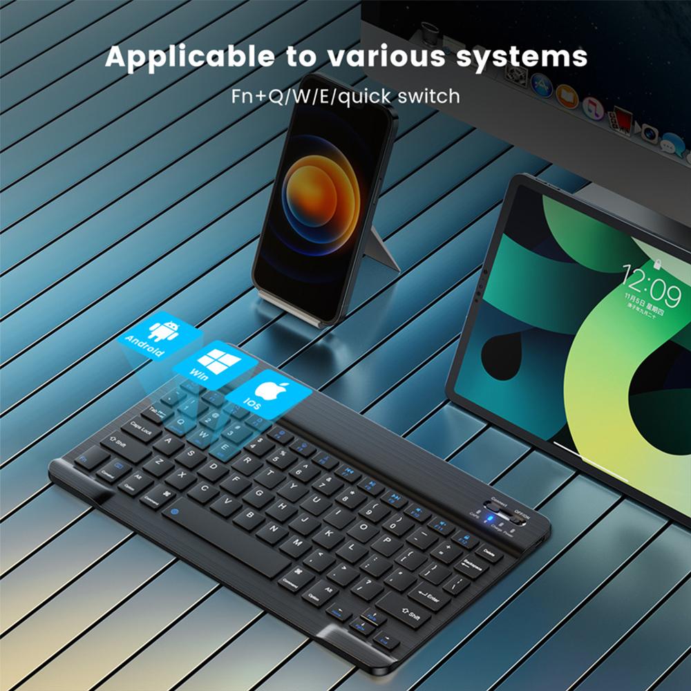 ENTRA Bluetooth Wireless Keyboard Mouse for iOS Android Windows Tablet iPad Air Mini Pro Silent Design 99% Noise Reduction Stable Connection 10m Range Portable Lightweight Device with Multiple Key Functions and Fast Bluetooth Connection - Phone swivel
