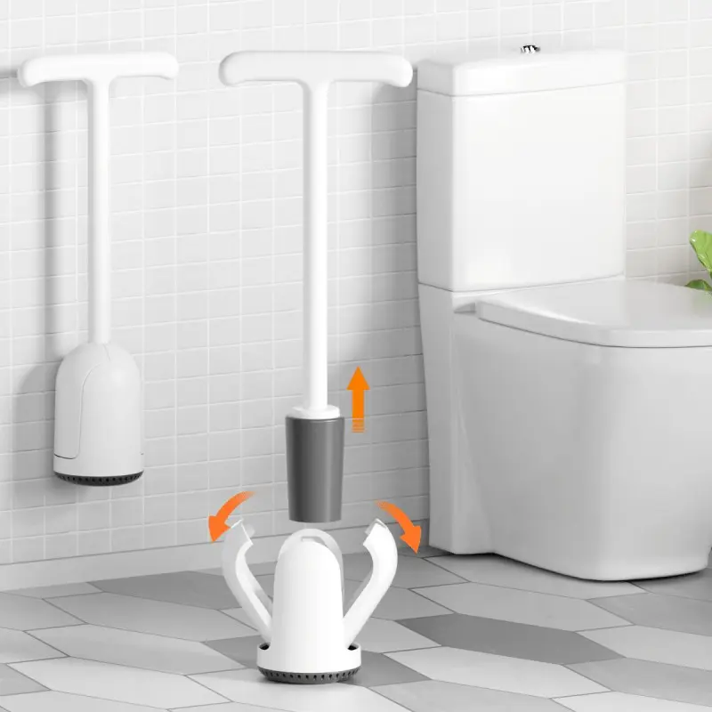 Toilet topper, white/gray wall mounted toilet bowl unclogger with hidden storage rack, dual handle toilet unclogger suitable for bathroom built-in drip tray