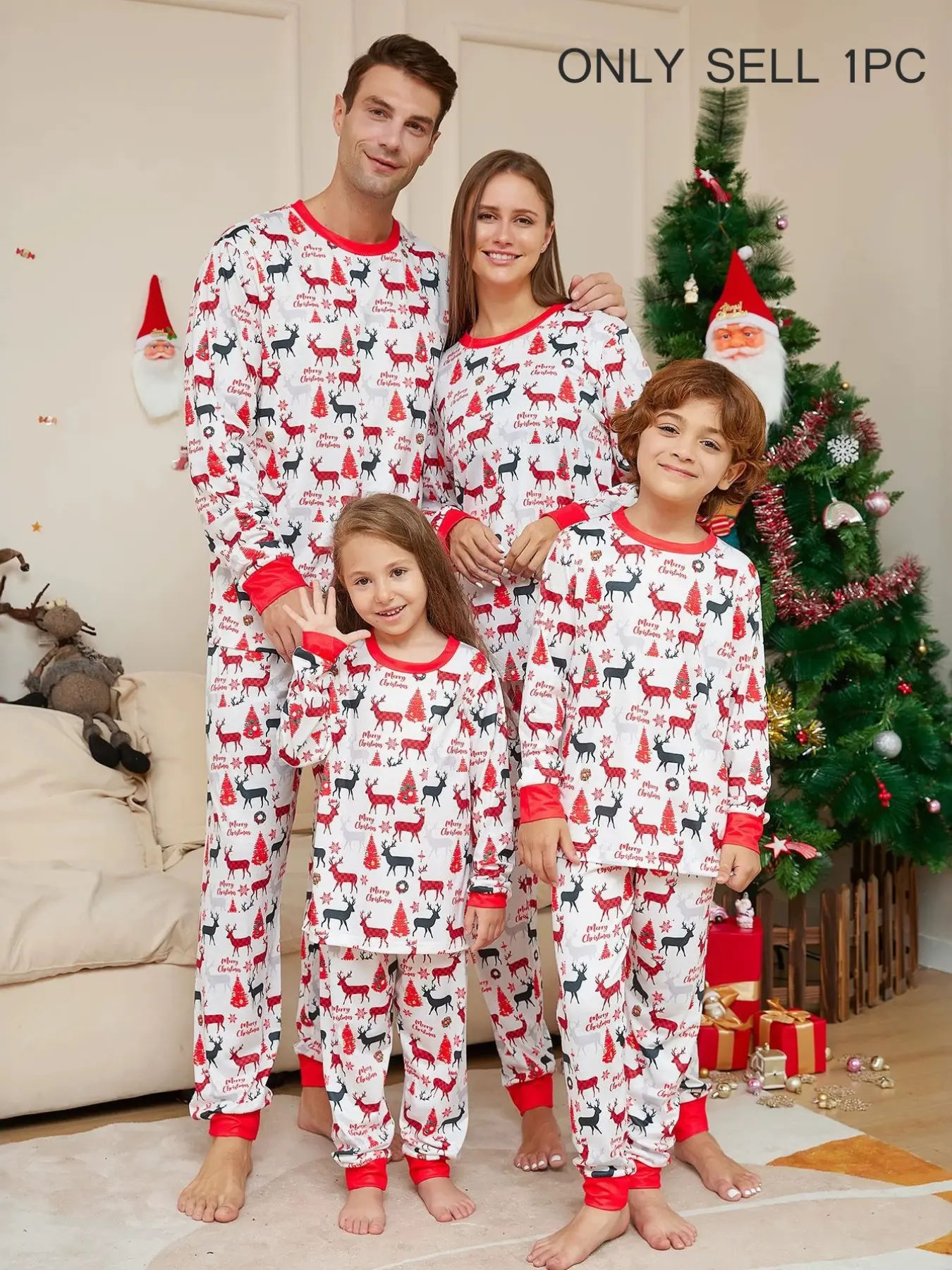 Christmas Family, Santa Claus Theme Full-Body Costume, Colorful Christmas Set, Perfect for Festive Celebrations, Pajama Set