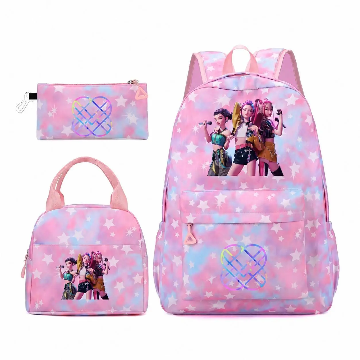3PC  New Backpack solid color women's backpack star print zipper closure Trendy backpack fashionable and versatile casual trend suitable for students going to school, campus, going out to work, traveling women's backpack
