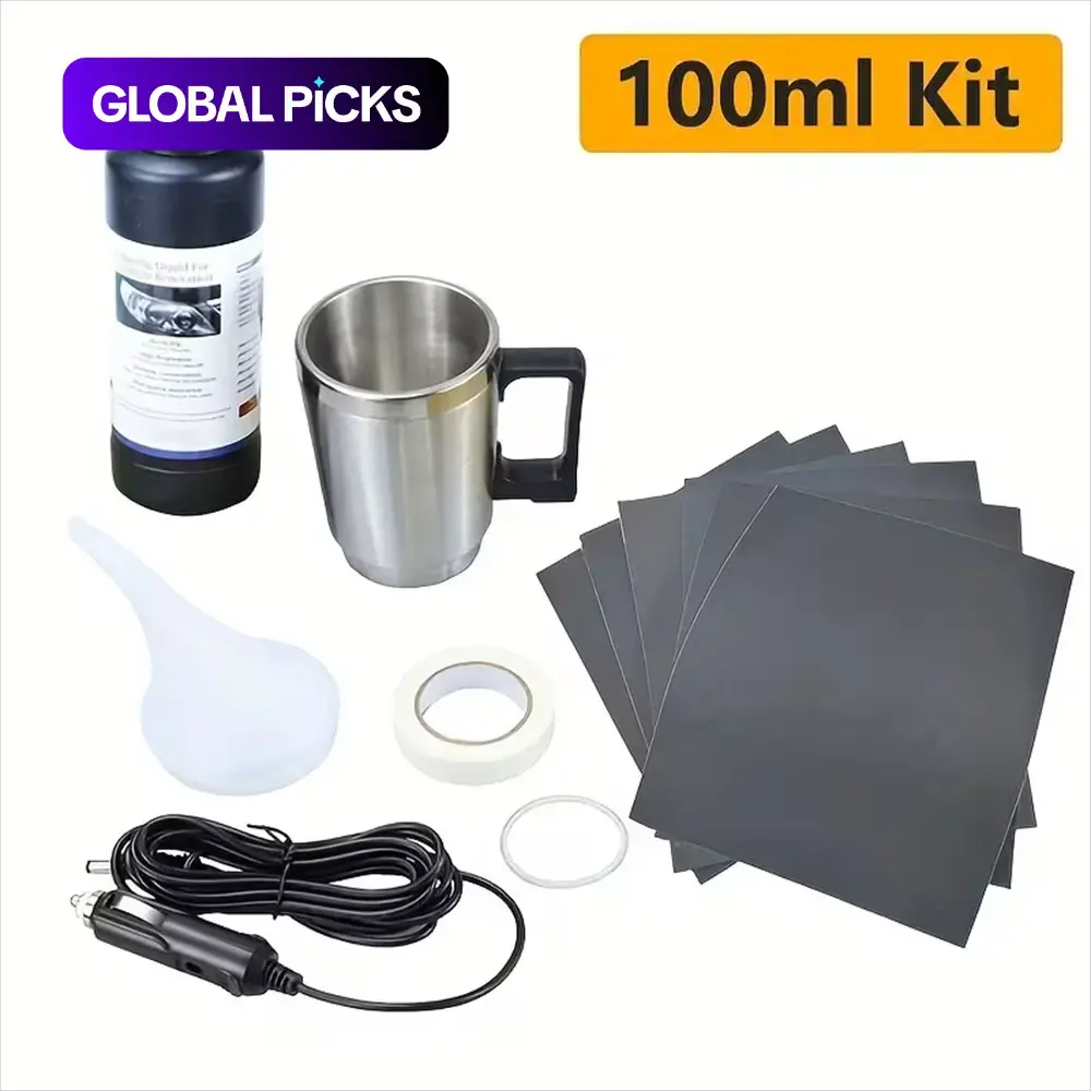 Automotive Headlight Refurbishment Tool Set, Atomizing Cup Steel Non Polishing Scratch Coating Liquid Headlight Repair Liquid, Suitable for Automotive Headlight