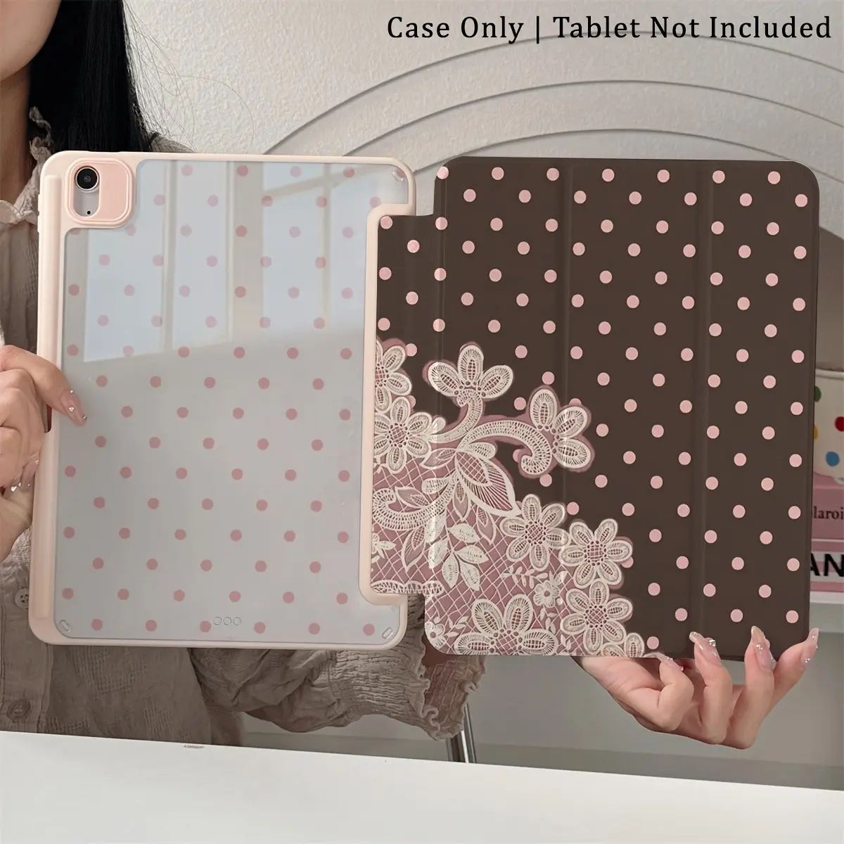 Dot Texture PU Leather Tablet Protect Cover - Compatible with iPad A16 2025, Air 6, Mini 6, Samsung Galaxy Tab S9, Slim Foldable Stand Case, Soft Translucent Frosted Back, Pencil Slot, Smart Sleep Accessory