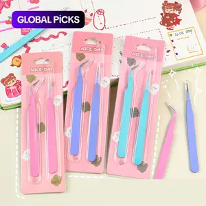 Mini Tweezers Set, 2 Counts/set Multifunctional Mini Tweezers, DIY Scrapbooking Tool, Creative Tweezers for Home School Office