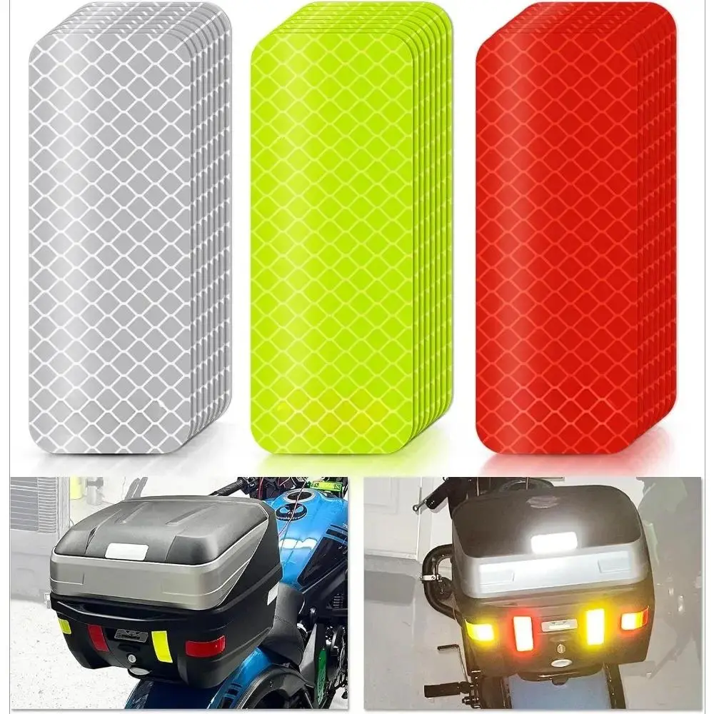Reflective Sticker Set, 10 Pcs 1.18x3.25in Waterproof Night Safety Stickers for Bikes/Motorcycles, Helmets