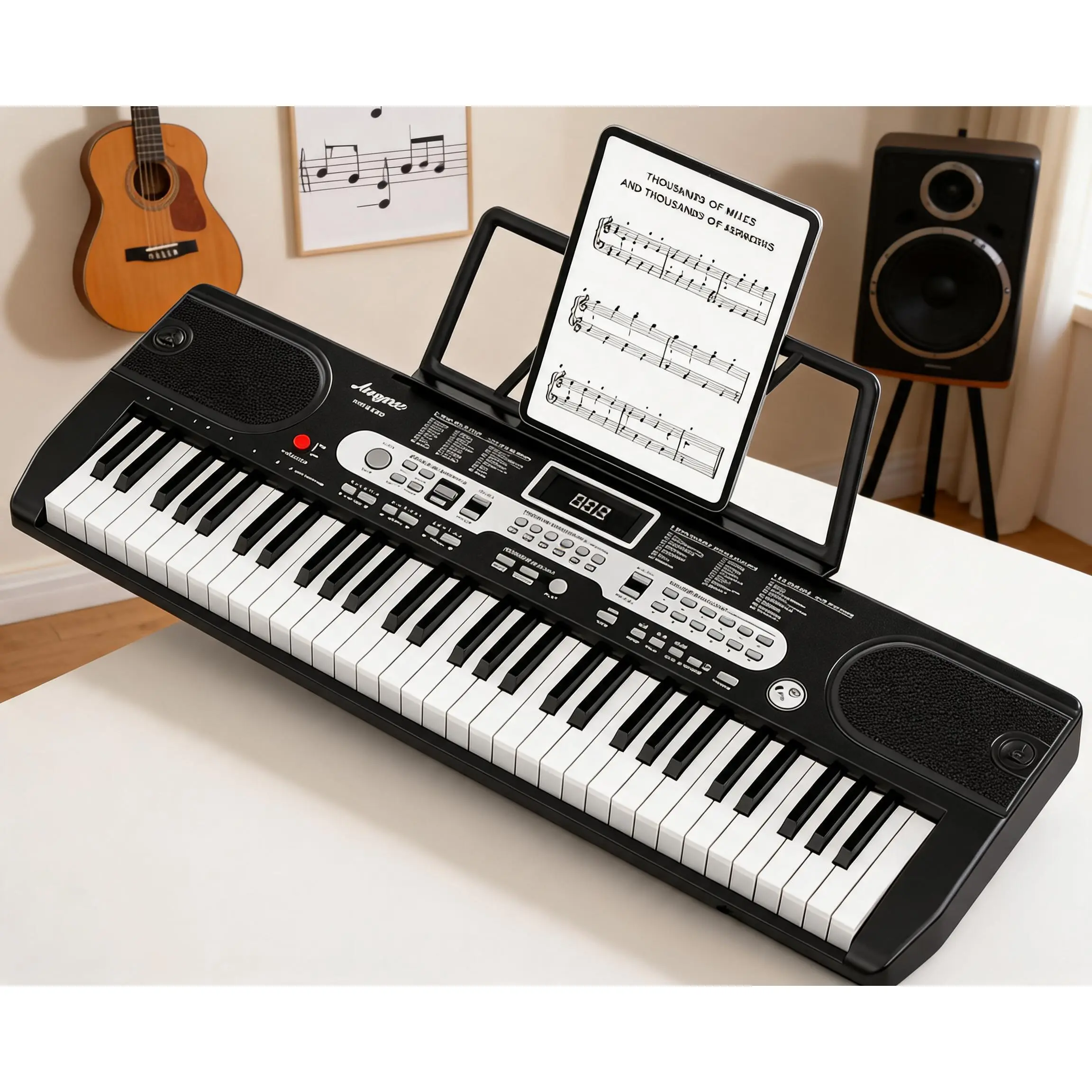 61 Key Portable Electronic Keyboard Piano for Kids Beginners Learning Musical Instrument with LCD Display 3 Lesson Modes Dual Power Supply