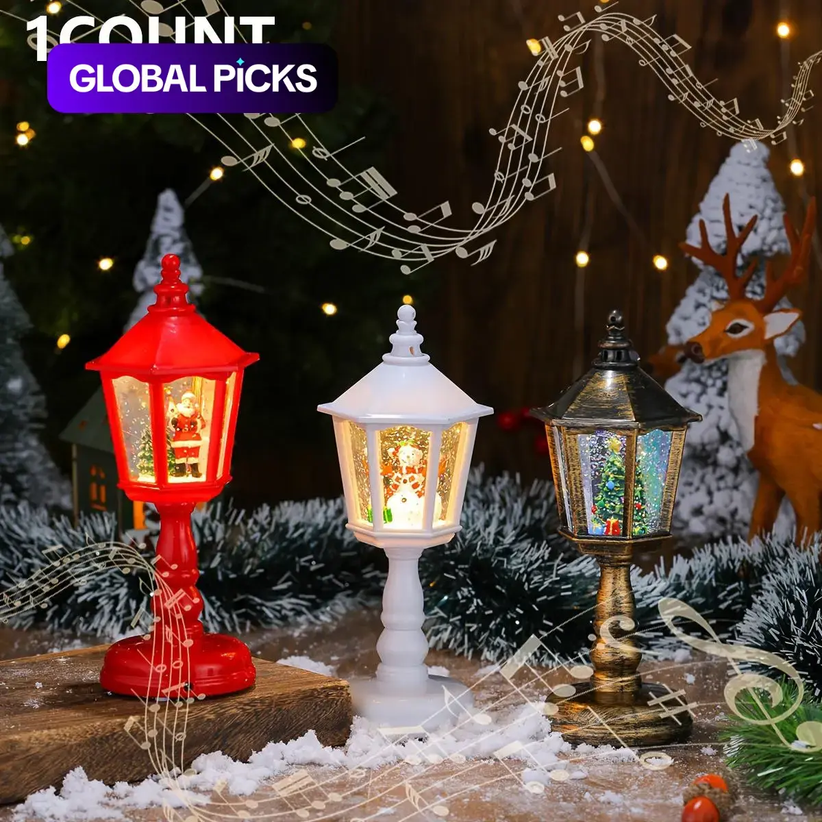 Christmas Music Water Night Light, Glowing Decoration Ornament for Holiday Party Atmosphere Decor, Festive Home Decor Accessory #GLOBAL PICKS