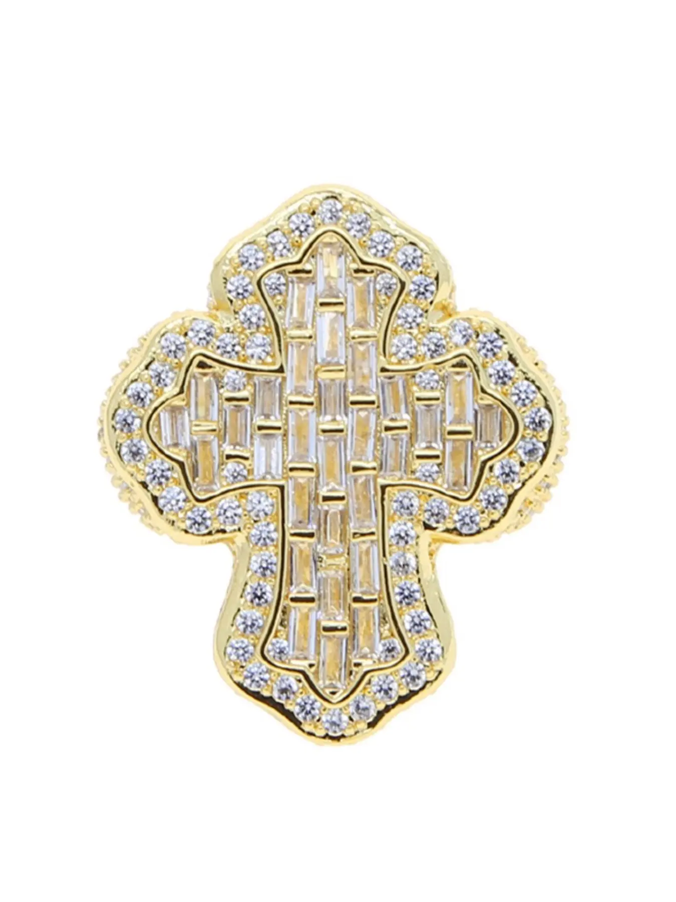 Men Rhinestone Decorated Cross Promise Ring, Iced Out Prong Hip Hop Ring, Trendy All-Match Exquisite Jewelry for Party & Birthday Gift