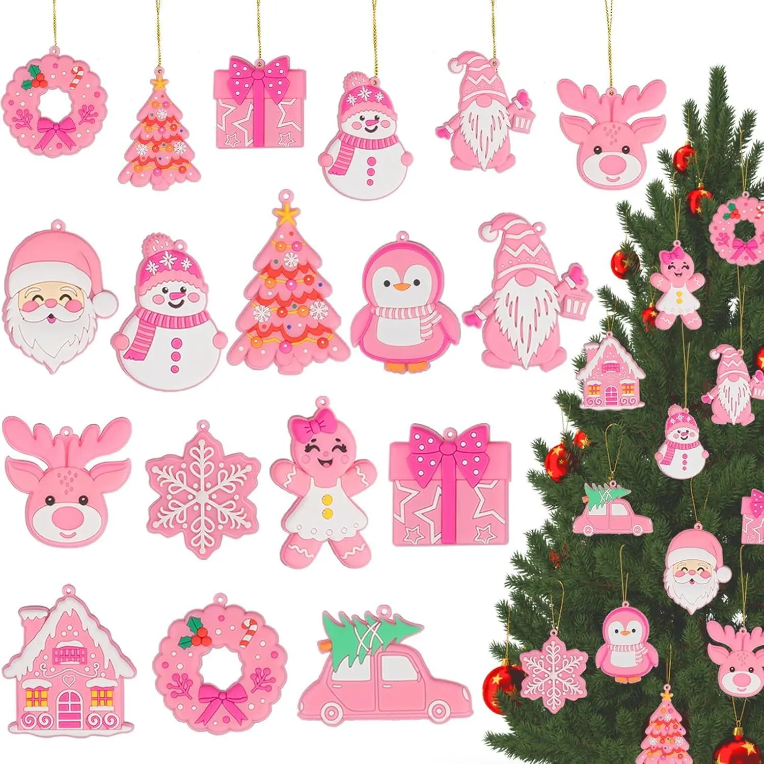 Christmas Ornaments for Tree Decorations–12pcs PVC Pastel  Ornaments for Christmas Tree Decor