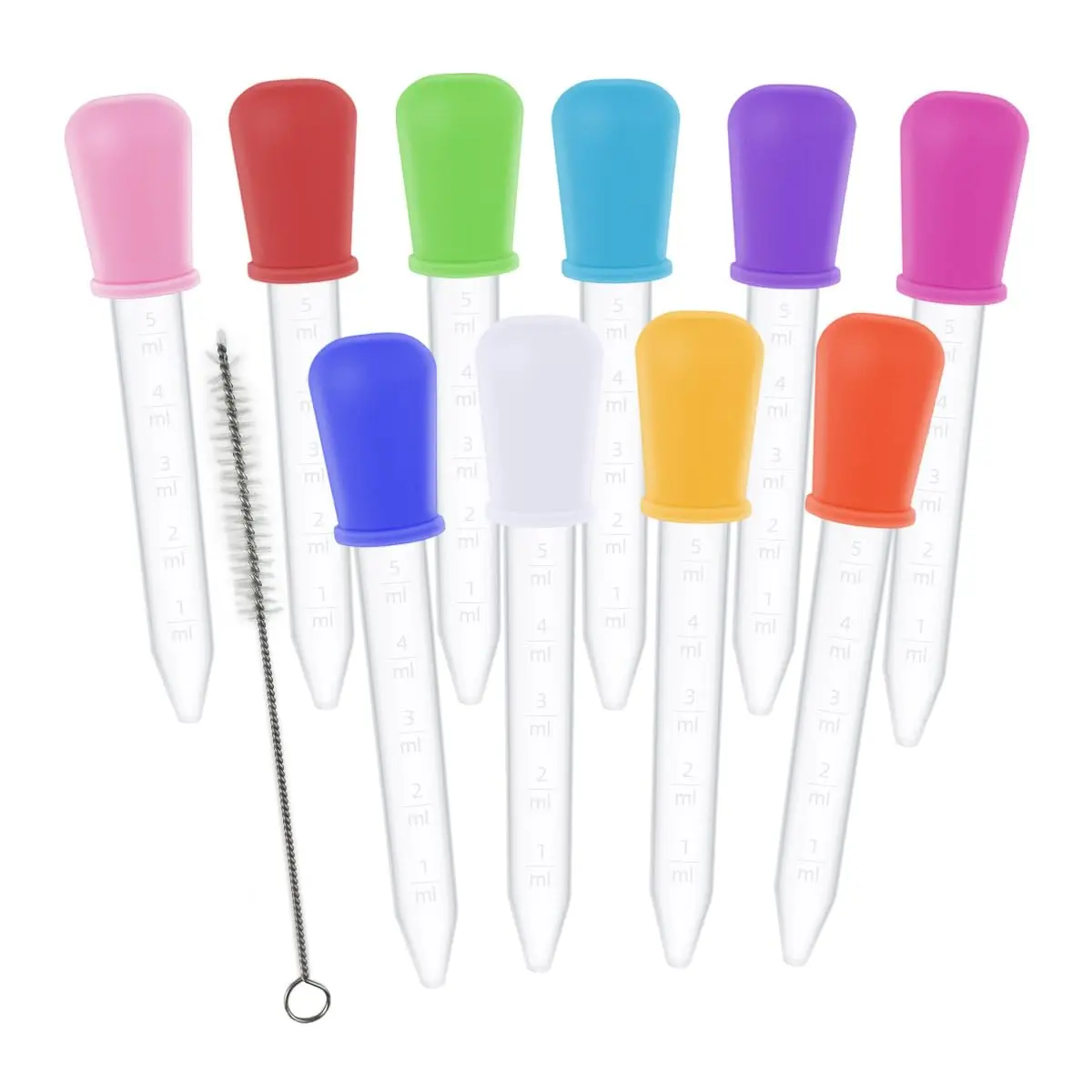 20 Pack 5ML Clear Plastic Liquid Droppers with Silicone Bulb Tip and Clean Brush for Candy Mold Gummy Making Kitchen Oil Science Crafts Transfer