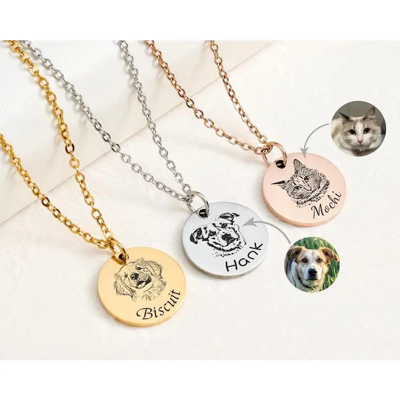 Mom customized photo portrait necklace, personalized picture commemorative pendant, waterproof home jewelry, sympathy gift for her, pet enthusiast commemorative gift, Halloween |   Christmas gift