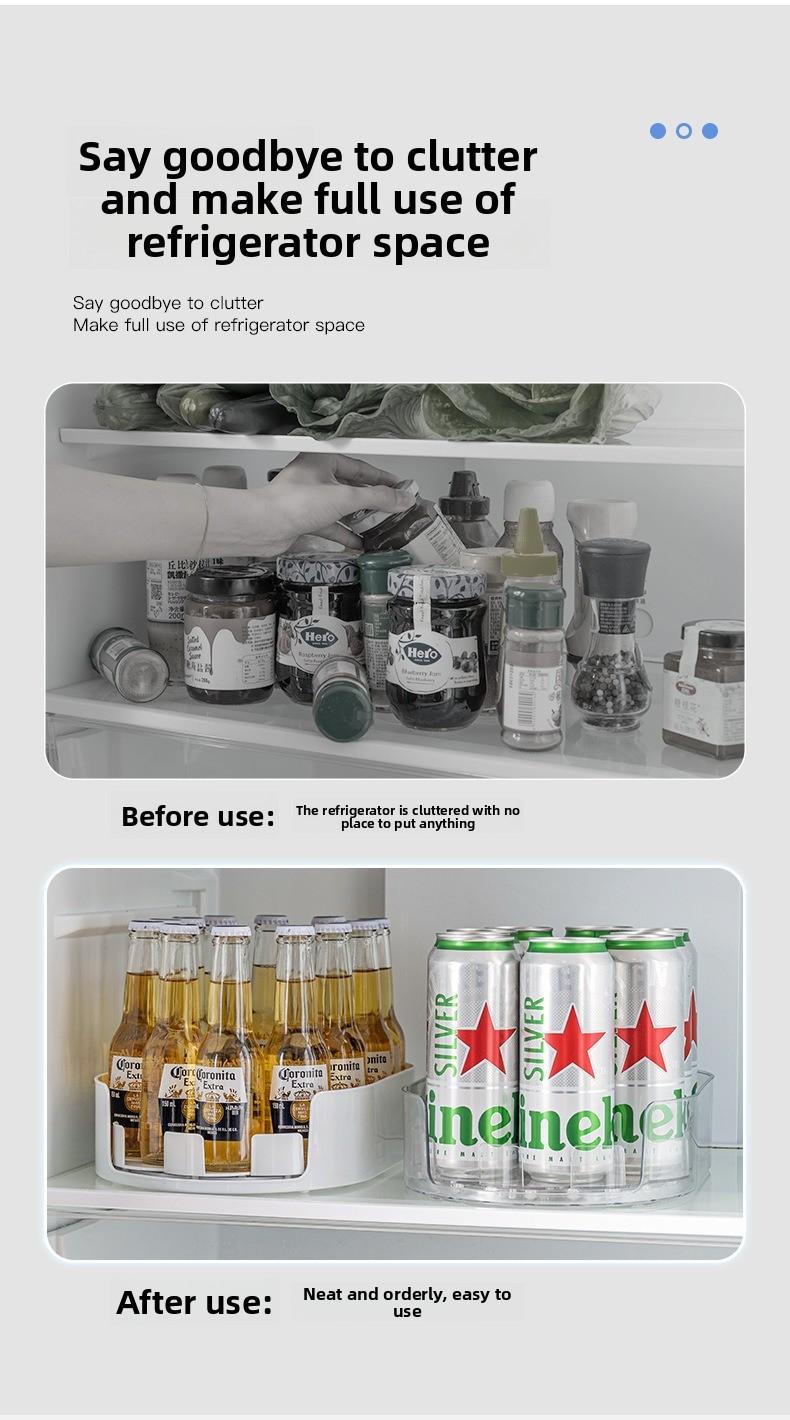 Kitchen Rotating Storage Rack for Drinks Multi - purpose Fridge Rotation Tray Detachable Washable Desktop Bottle Organizer