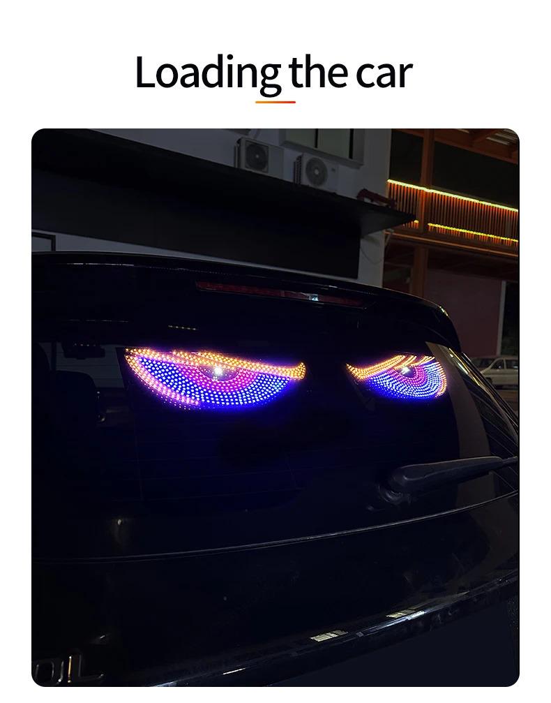 New Car Dynamic Devil's Eye Light Car Sticker Led Display Truck Car Front and Rear Windshield Glass Light Eye Warning Light